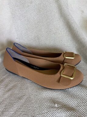 Rothy’s Emblem Flat Sz 12.5 New Without Box Beige/Tan